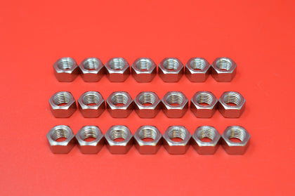 0112-21KP Transmission Cover, Top Brake & Clutch Rod Nuts. Qty 21 Nickel Plated