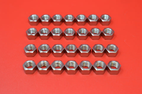 0112-28KP  5/16" 24TPI Transmission Cover, Top Brake & Clutch Rod Nuts (28) Nickel Plated Harley JD